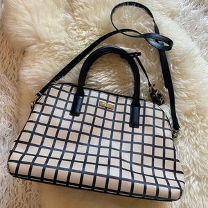 Kate Spade Top Handle Crossbody Black Cream Purse Handbag